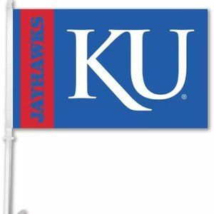 KU Kansas Jayhawks BSI Products NCAA Car Flag with Wall Bracket NEW